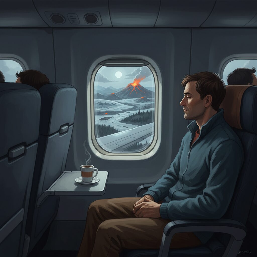 airplane-window-sunset